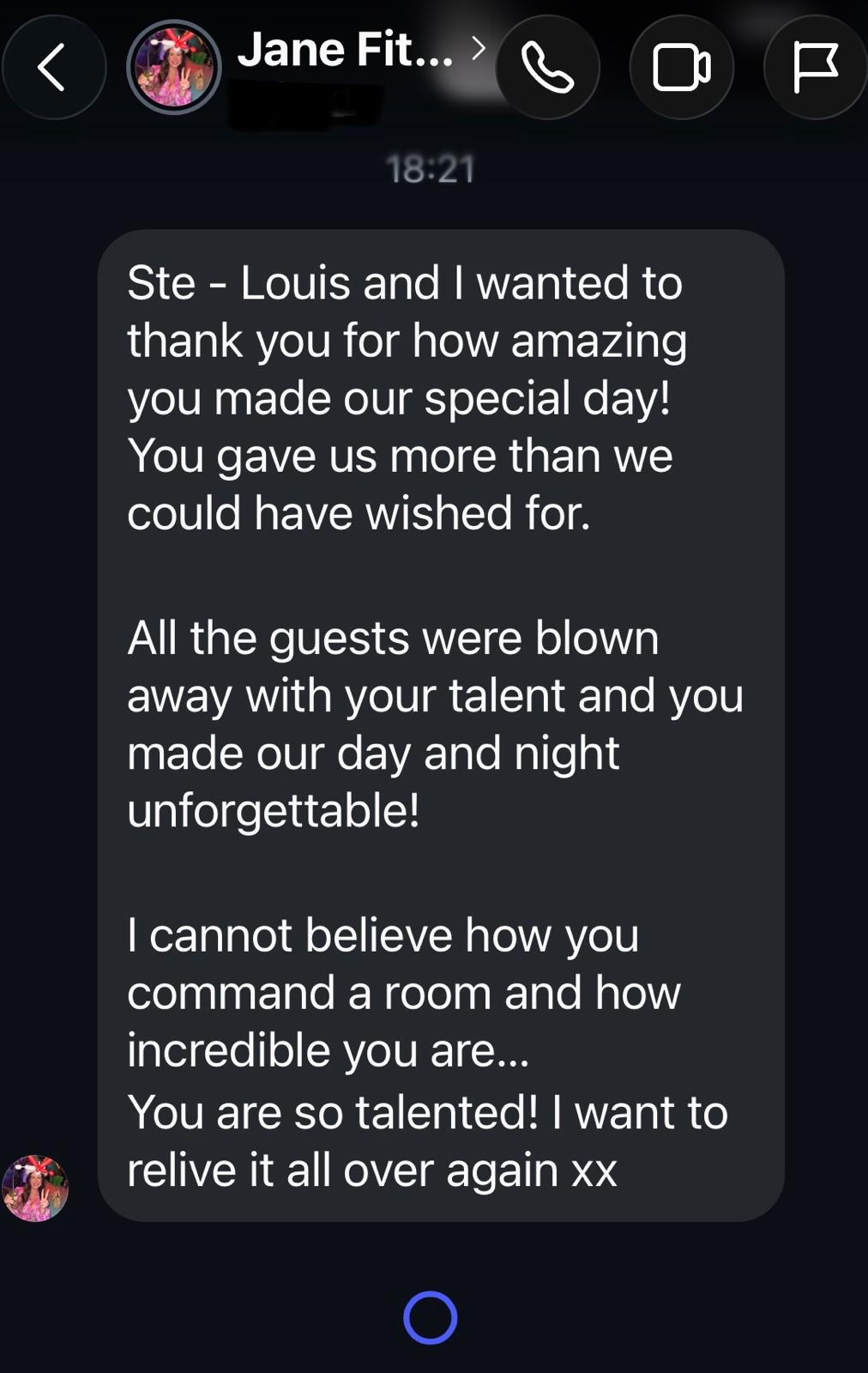 WhatsApp message from Jane